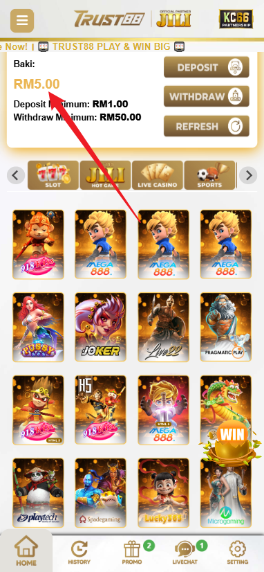 Step 4 - Register at Trust88 Casino - Free Credit Slot - Part 1