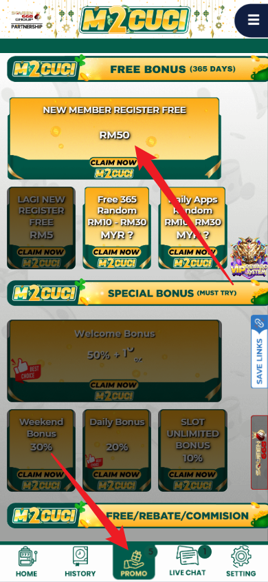 Step 3 - Register at M2Cuci Casino - Free Credit Slot - Part 1