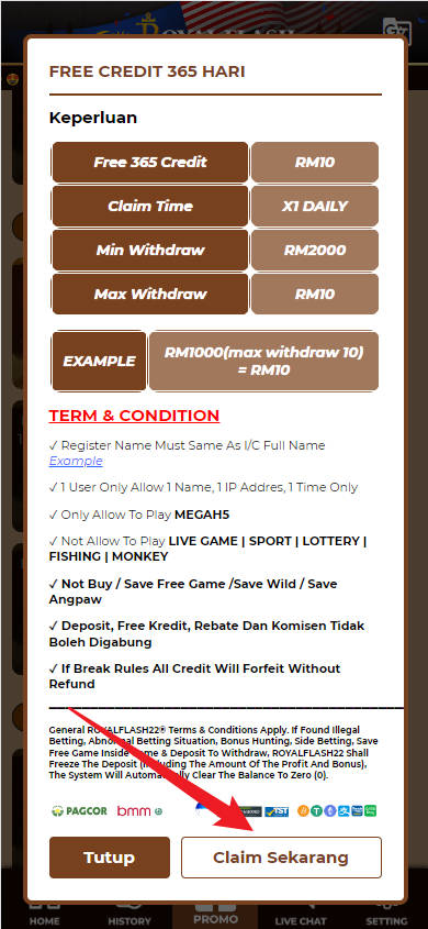 Step 3 - Register at RoyalFlash22 Casino - Free Credit 365 - Part 2