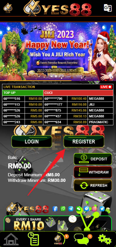 Step 1 - Register at YES88 Casino - Part 1