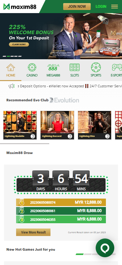 Maxim88-Online-Casino-Malaysia-Screenshot