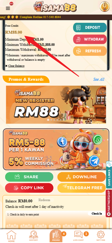 Step 4 - Register at iSama88 Casino - Free Credit Slot - Part 1