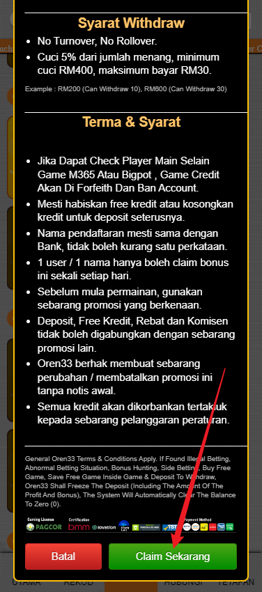 Step 3 - Register at Oren33 Casino (part 2)