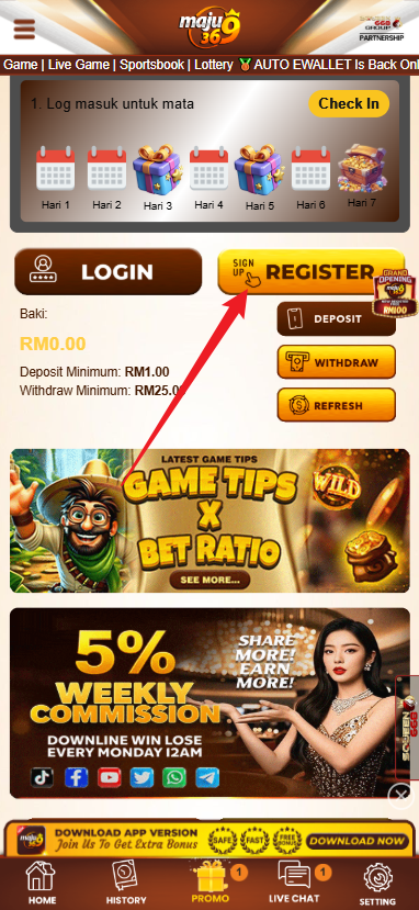 Step 1 - Register at Maju369 Casino - Part 1