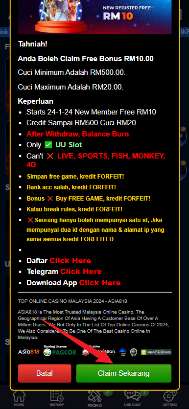 Step 3 - Register at Asia818 Casino - Free Credit Slot - Part 2
