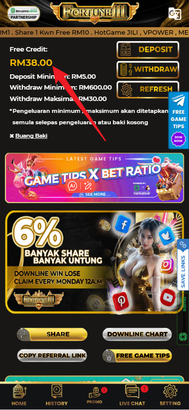 Step 4 - Register at Fortune111 - Free Credit Slot - Part 1