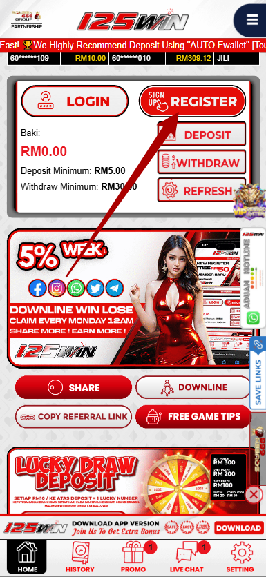Step 1 - Register at 125Win Casino - Part 1