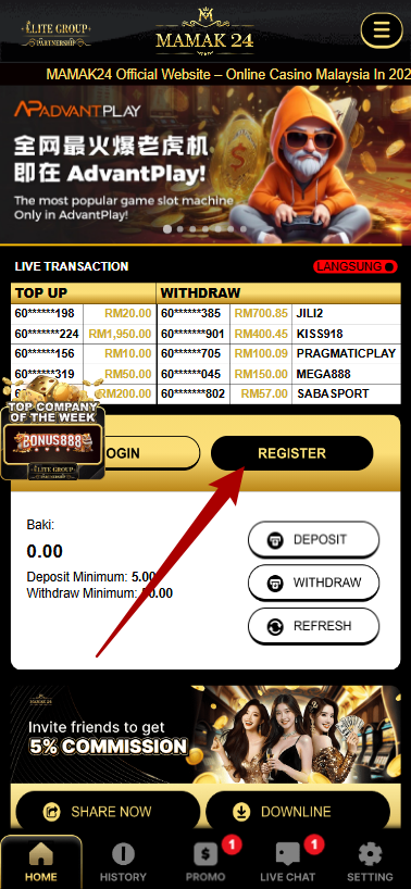 Step 1 - Register at Mamak24 Casino - Part 1
