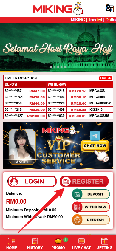 Step 1 - Register at Miking8 Casino - Part 1