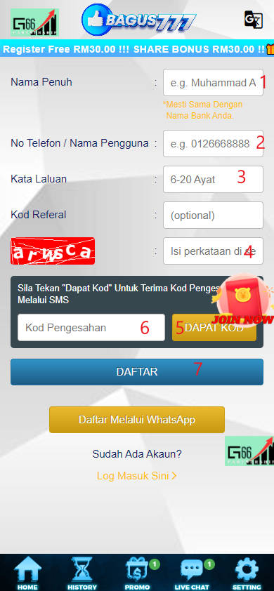 Step 1 - Register at Bagus777 Casino - Part 2