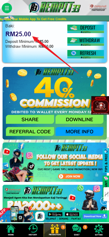 Step 4 - Register at Rempit33 Casino - Free Credit Slot - Part 1