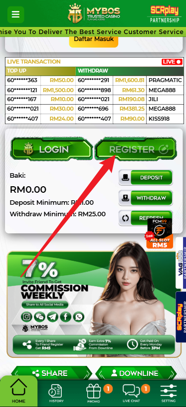 Step 1 - Register at MYBOS Casino - Part 1