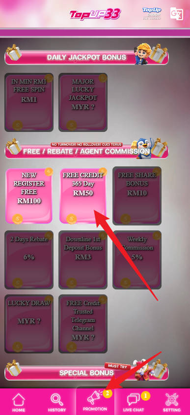 Step 3 - Register at Topup33 Casino - Free credit 365 - Part 1