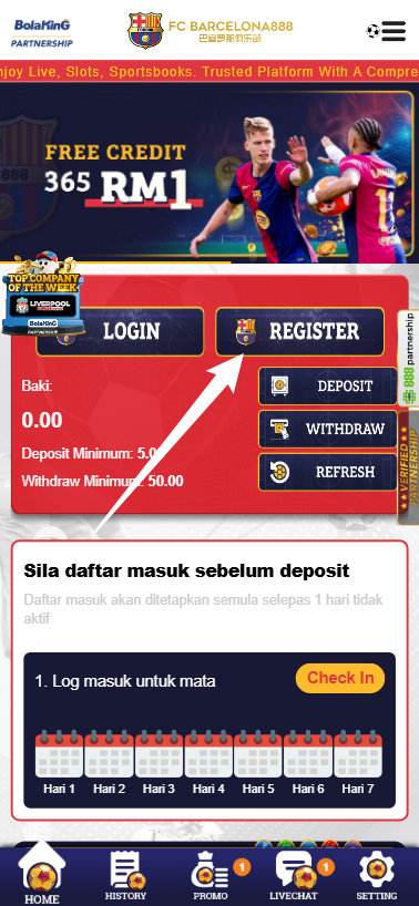 Step 1 - Register at Barcelona888 Casino - Part 1