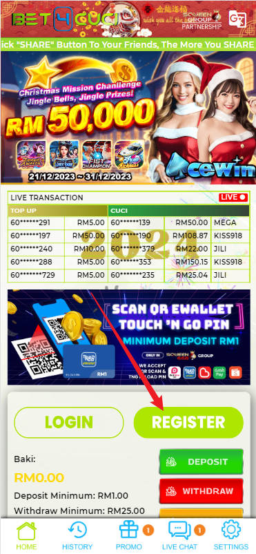 Step 1 - Register at Bet4Cuci Casino - Part 1