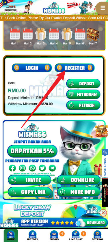 Step 1 - Register at Wisma66 Casino - Part 1