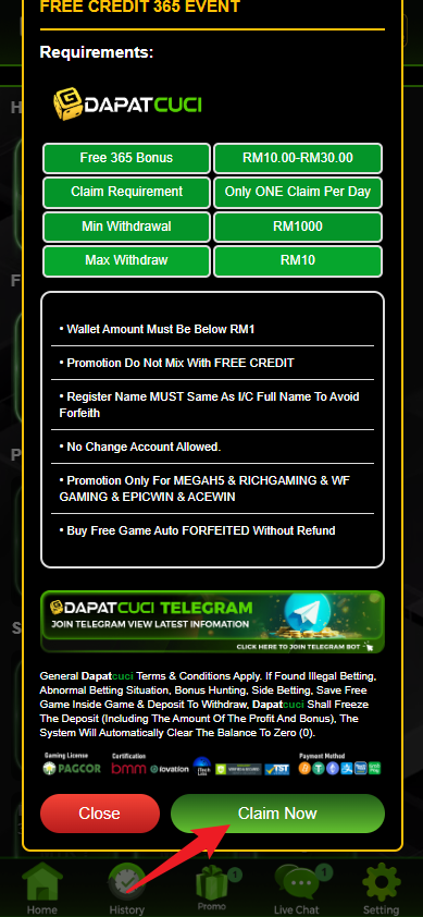 Step 3 - Register at DapatCuci Casino - Free Credit 365 - Part 2