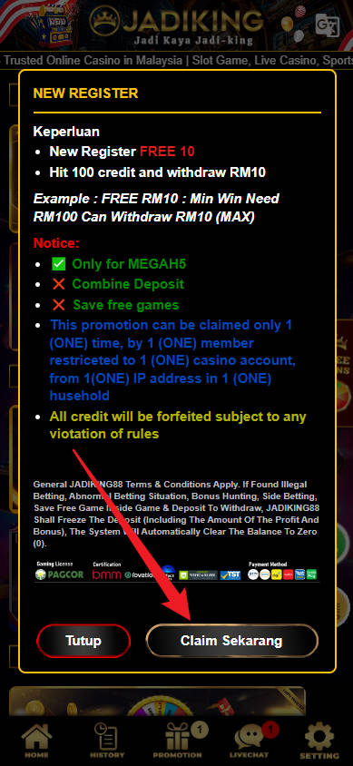 Step 3 - Register at Jadiking88 Casino - Free Credit Slot - Part 2