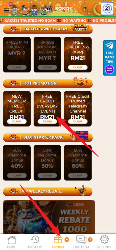 Step 3 - Register at Kaki21 Casino - Free Credit 365 - Part 1