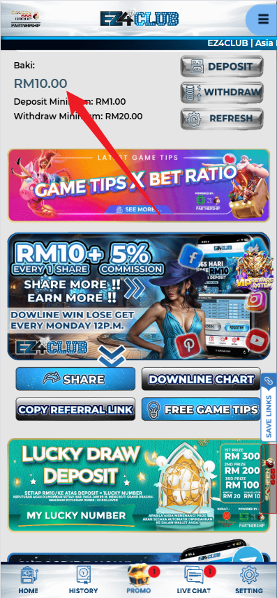 Step 4 - Register at EZ4CLUB Casino - Free Credit 365 - Part 1