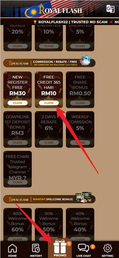 Step 3 - Register at RoyalFlash22 Casino - Free Credit 365 - Part 1