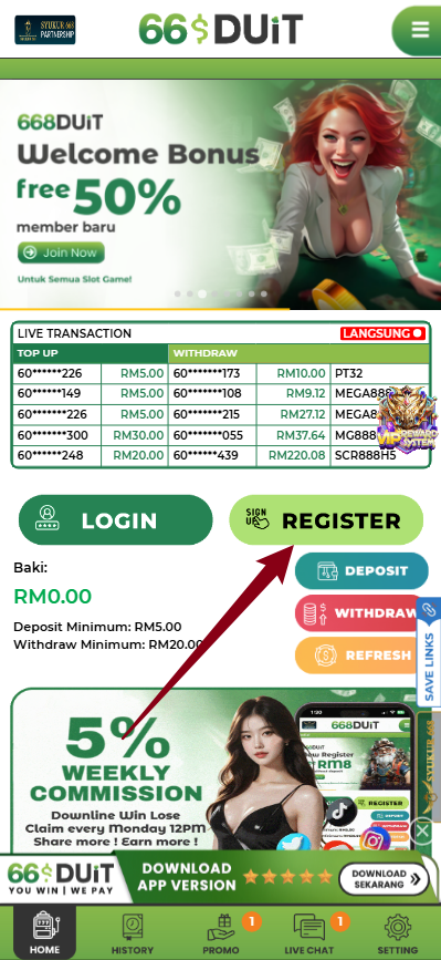 Step 1 - Register at 668Duit Casino - Part 1 Step 1 - Register at 668Duit Casino - Part 1