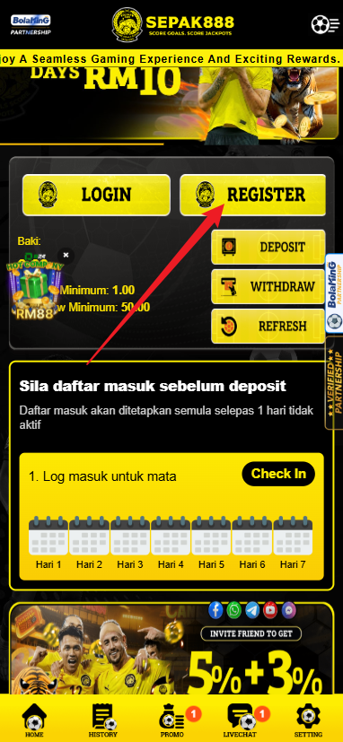 Step 1 - Register at Sepak888 Casino - Part 1 Step 1 - Register at Sepak888 Casino - Part 1