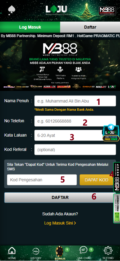 Step 1 - Register at Laju8 Casino - Part 2 Step 1 - Register at Laju8 Casino - Part 2