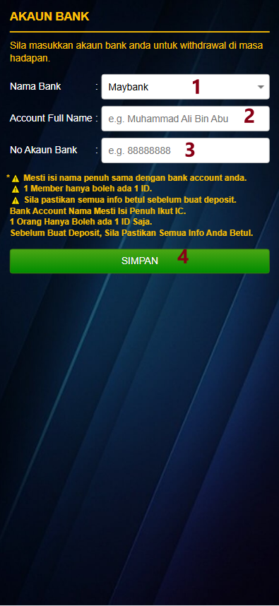 Step 2 - Register at 9kelab Casino - Part 1 Step 2 - Register at 9kelab Casino - Part 1