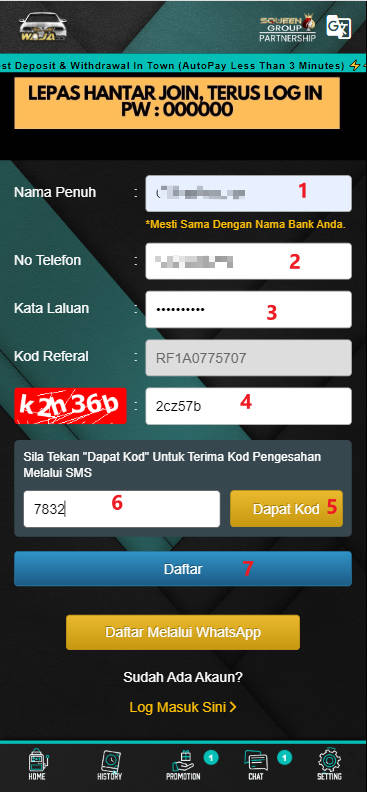 Step 1 - Register at Waja33 Casino RM20 - Part 2 Step 1 - Register at Waja33 Casino RM20 - Part 2