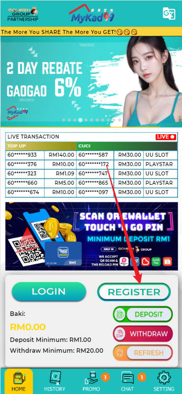 Step 1 - Register at MyKad99 Casino - Part 1 Step 1 - Register at MyKad99 Casino - Part 1