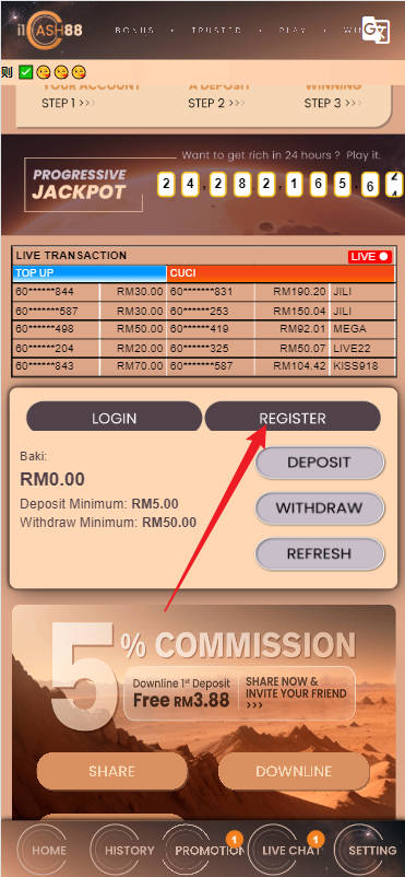 Step 1 - Register at i1Cash88 Casino - Part 1 Step 1 - Register at i1Cash88 Casino - Part 1