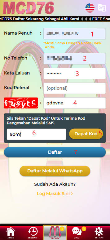 Step 1 - Register at MCD76 Casino - Part 2 Step 1 - Register at MCD76 Casino - Part 2