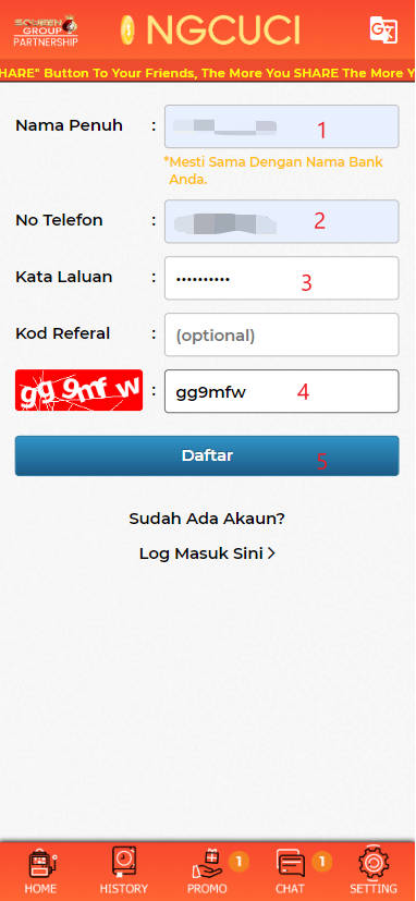 Step 1 - Register at OngCuci Casino - Part 2 Step 1 - Register at OngCuci Casino - Part 2