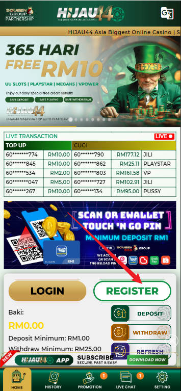 Step 1 - Register at Hijau44 Casino - Part 1 Step 1 - Register at Hijau44 Casino - Part 1