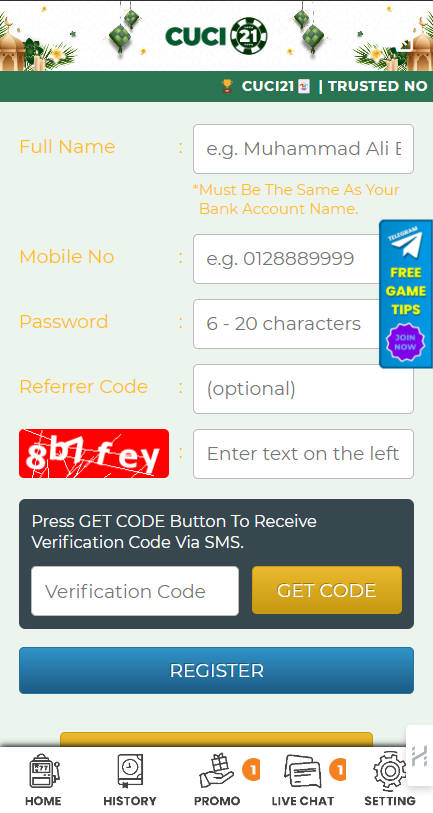 Step 1 - Register at Cuci21 Casino - Part 2 Step 1 - Register at Cuci21 Casino - Part 2