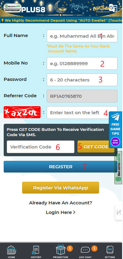 Step 1 - Register at Ekplus8 Casino - Part 2 Step 1 - Register at Ekplus8 Casino - Part 2