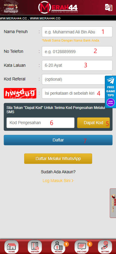 Step 1 - Register at Merah44 Casino - Part 2 Step 1 - Register at Merah44 Casino - Part 2