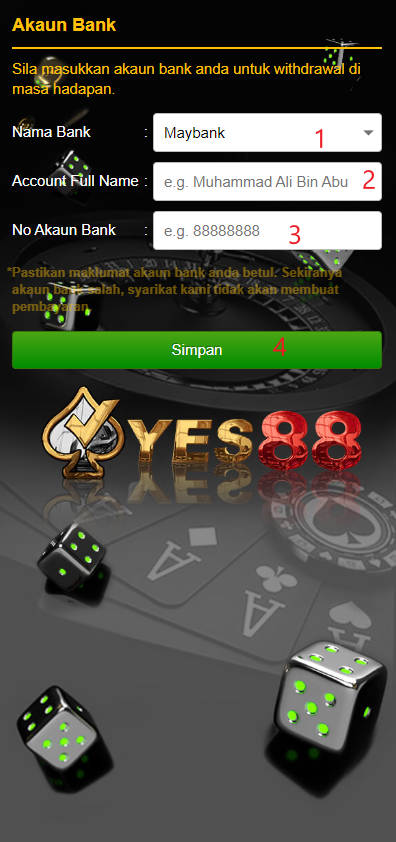 Step 2 - Register at YES88 Casino - Part 1 Step 2 - Register at YES88 Casino - Part 1