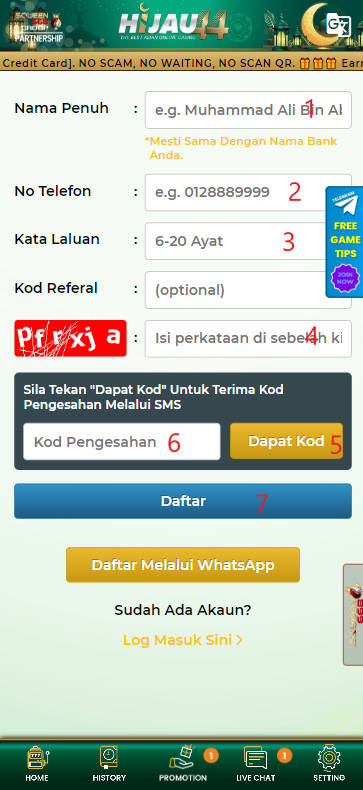 Step 1 - Register at Hijau44 Casino - Part 2 Step 1 - Register at Hijau44 Casino - Part 2