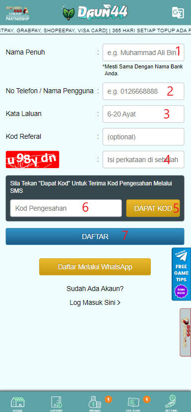 Step 1 - Register at Daun44 Casino - Part 2 Step 1 - Register at Daun44 Casino - Part 2