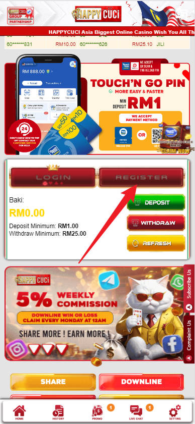 Step 1 - Register at HAPPYCUCI Casino - Part 1 Step 1 - Register at HAPPYCUCI Casino - Part 1