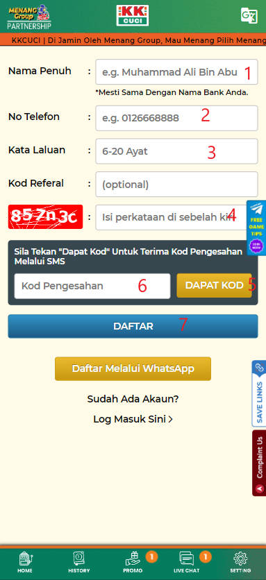 Step 1 - Register at KKCuci Casino - Part 2 Step 1 - Register at KKCuci Casino - Part 2