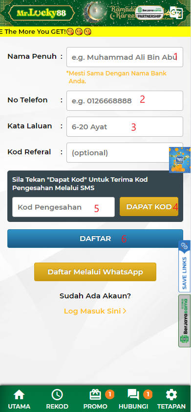 Step 1 - Register at MrLucky88 Casino - Part 2 Step 1 - Register at MrLucky88 Casino - Part 2