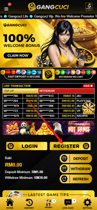 Step 1 - Register at GANGCUCI Casino - Part 1 Step 1 - Register at GANGCUCI Casino - Part 1
