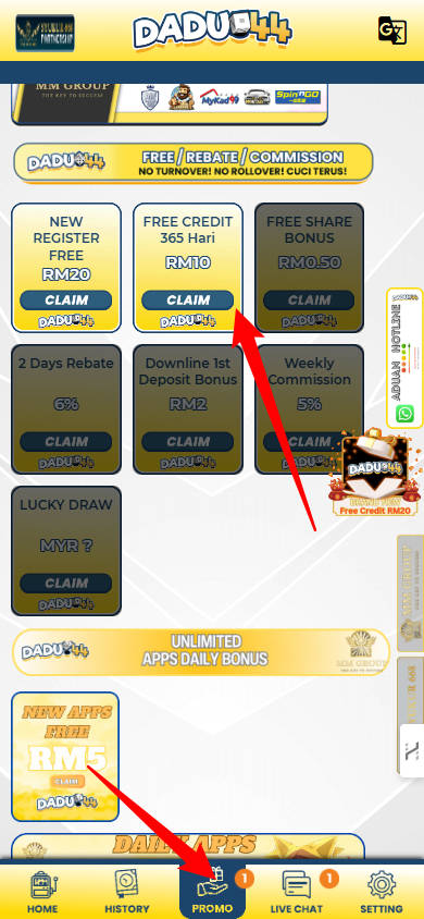 Step 3 - Register at Dadu44 Casino - Free Crdit 365 - Part 1