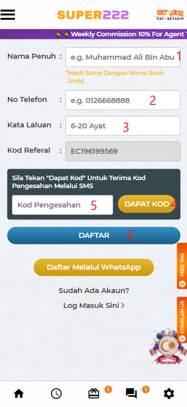 Step 1 - Register at Super222 Casino - Part 2 Step 1 - Register at Super222 Casino - Part 2