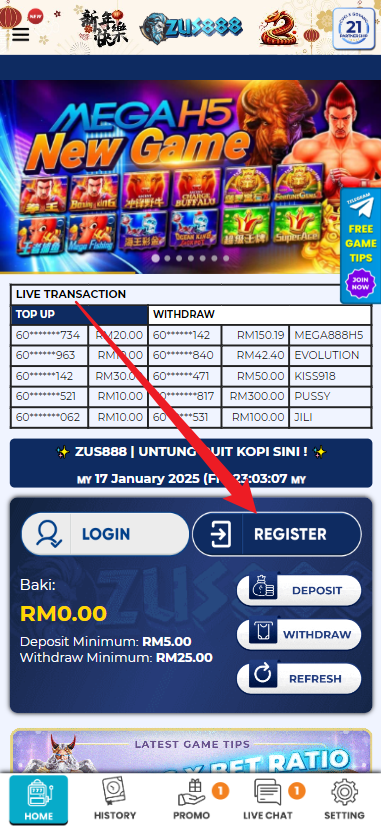 Step 1 - Register at ZUS888 - Part 1 Step 1 - Register at ZUS888 - Part 1