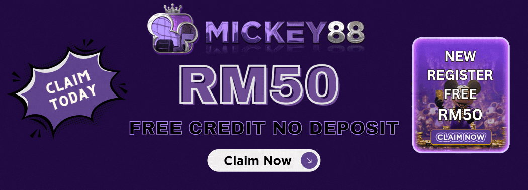 Headline Static Banner - Mickey88 Free Credit No Deposit RM50