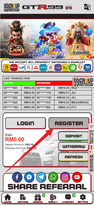 Step 1 - Register at GTR99 Casino - Part 1 Step 1 - Register at GTR99 Casino - Part 1